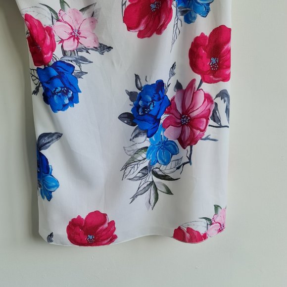 Yoins White Floral Strappy Cold Shoulder Top Sz L - Picture 4 of 7